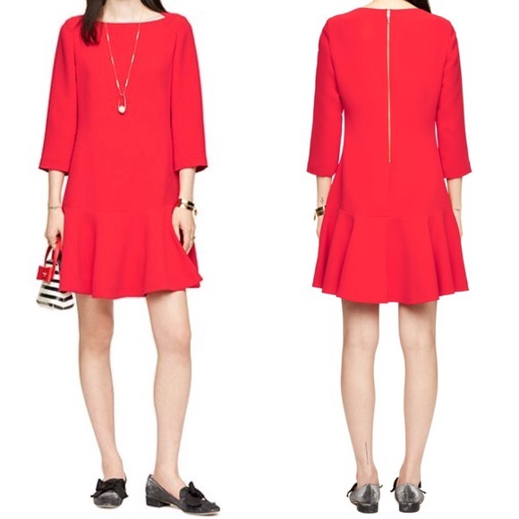 Kate Spade Crepe Flounce Red Size 00 - Picture 4 of 5